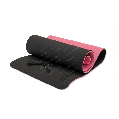 Original FitTools Коврик для йоги 10 мм двухслойный TPE черно-розовый (Арт. FT-YGM10-TPE-BPNK)