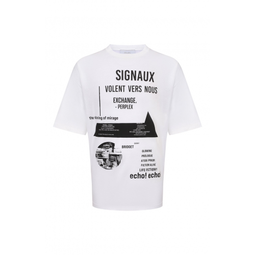 Хлопковая футболка Prada UJN741-1YWW-F0009-211