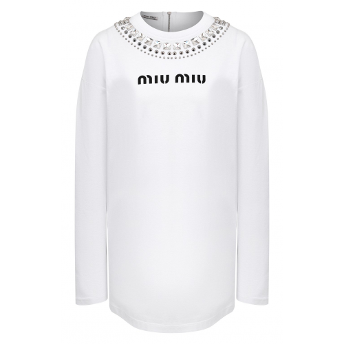 Хлопковый лонгслив Miu Miu MJL799-1Z3K-F0009