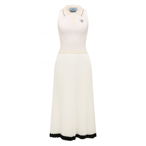 Платье из хлопка и шелка Prada P3B06-10FT-F0304-201