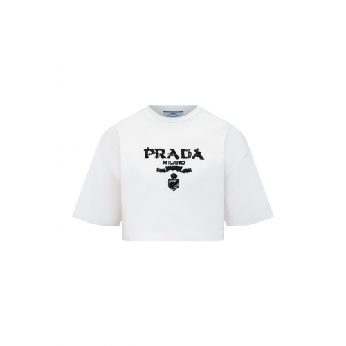 Хлопковая футболка Prada 3560AR-103H-F0009-212