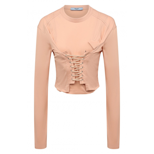 Хлопковый топ Prada 34632C-ILK-F0D91-221