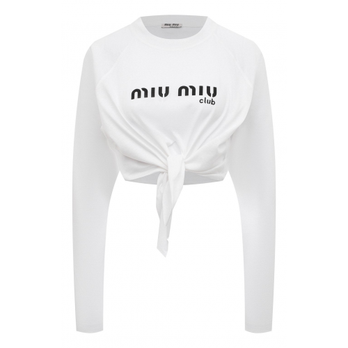Хлопковый лонгслив Miu Miu MJL720-1X95-F0009