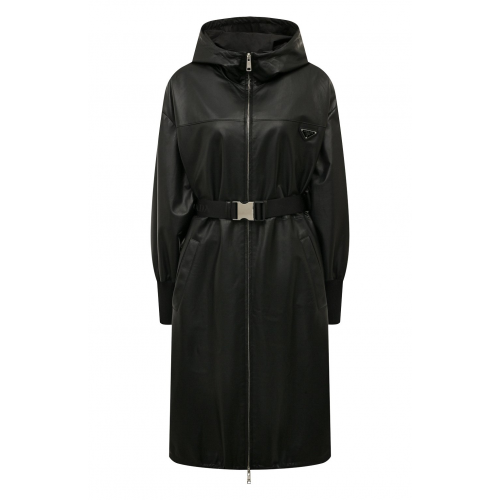 Кожаное пальто Prada 56A014-1WDV-F0002