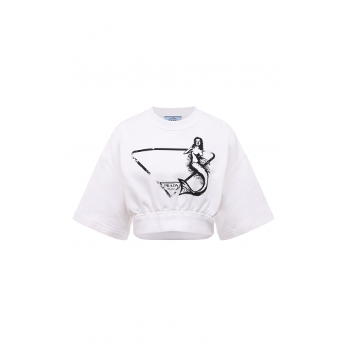 Хлопковая футболка Prada 135709-10NA-F0009-221