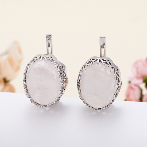 Серьги розовый кварц (серебро 925 пр.) ООО "Карелшунгит"