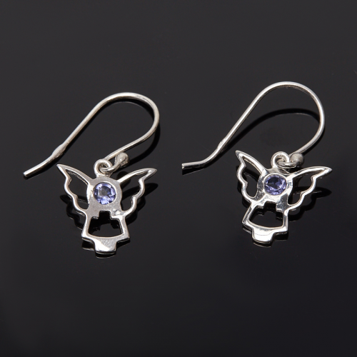 Серьги иолит (кордиерит) огранка (серебро 925 пр.) ООО "Карелшунгит"