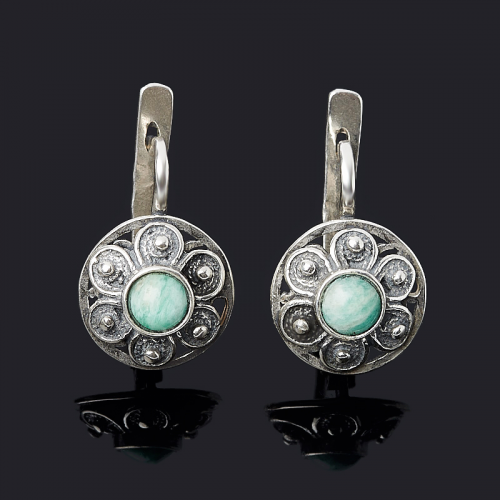 Серьги амазонит (серебро 925 пр. оксидир.) ООО "Карелшунгит"