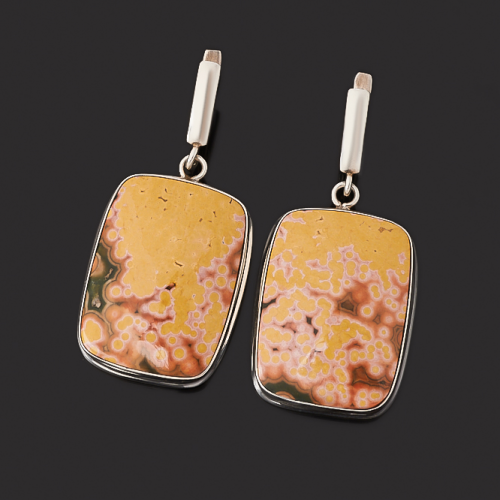 Серьги яшма океаническая (серебро 925 пр.) ООО "Карелшунгит"