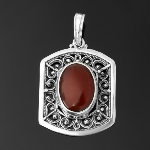 Кулон сердолик (серебро 925 пр. оксидир.) ООО "Карелшунгит"