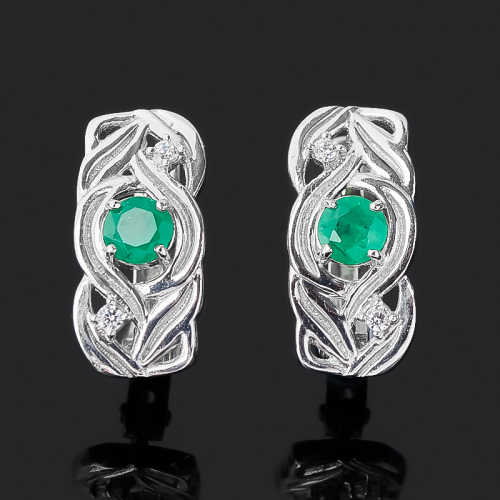 Серьги изумруд (серебро 925 пр.) огранка ООО "Карелшунгит"