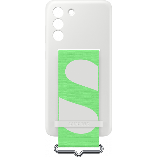 Чехол Samsung Silicone Cover with Strap S21 FE с креплением-ремешок White