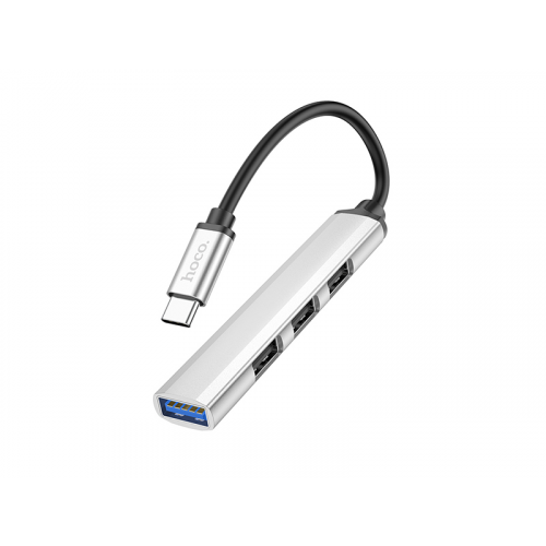 Хаб USB Hoco HB26 3xUSB 2.0/1xUSB 3.0 + кабель Type-C Silver 6931474765475