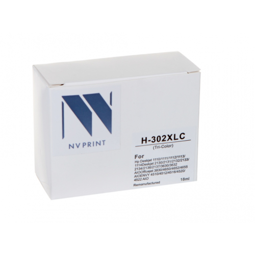 Картридж NV Print 302XLC (схожий с HP NV-F6U67AE) Color для HP DeskJet 1110/2132/3630/3632/Envy 4512/4520/4522/OfficeJet 3830/4650/4655