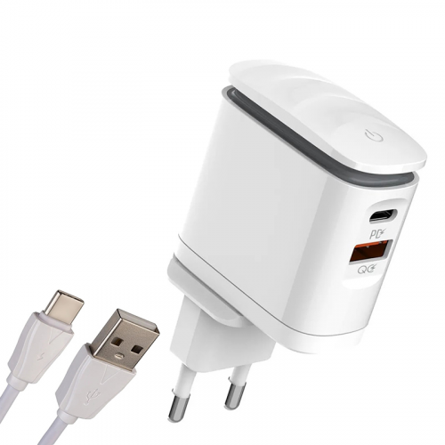Зарядное устройство Ldnio A2423C 2xUSB + кабель Type-C White LD_C3457