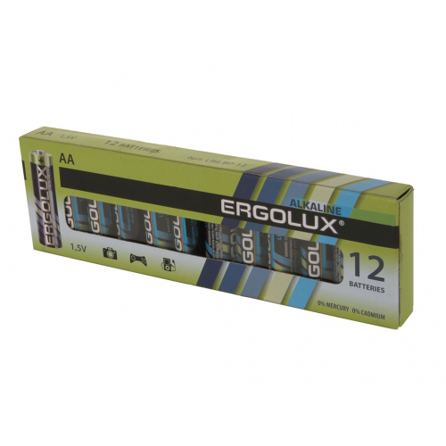 Батарейка AA - Ergolux Alkaline LR6 BP-12 (12 штук)