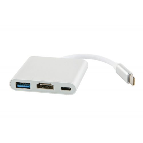 Адаптер Red Line Type-C 3 in 1 Multiport Adapter Silver УТ000013654