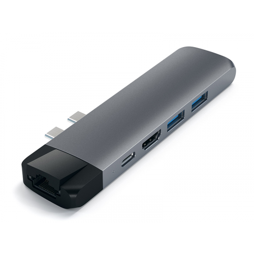 Хаб USB Satechi Aluminum Pro Hub With Ethernet для 2016/2017 MacBook Pro 13/15 Space Gray ST-TCPHEM