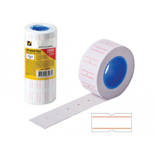 Этикет-лента Brauberg 21х12mm 5 рулонов по 600 шт 123568