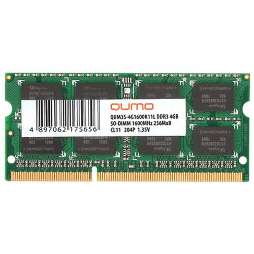 Модуль памяти Qumo DDR3 SO-DIMM 1600MHz PC-12800 CL11 - 4Gb QUM3S-4G1600K11L