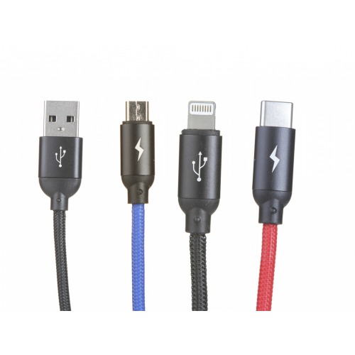 Аксессуар Baseus 3-in-1 USB - Type-C / MicroUSB / Lightning 3.5A 1.2m CAMLT-BSY01
