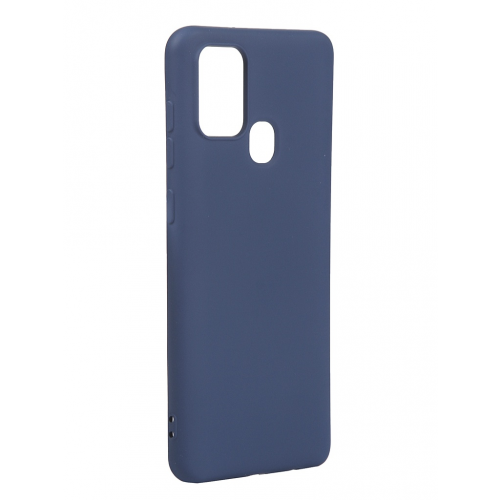 Чехол с микрофиброй DF для Samsung Galaxy A21s Silicone Blue sOriginal-14