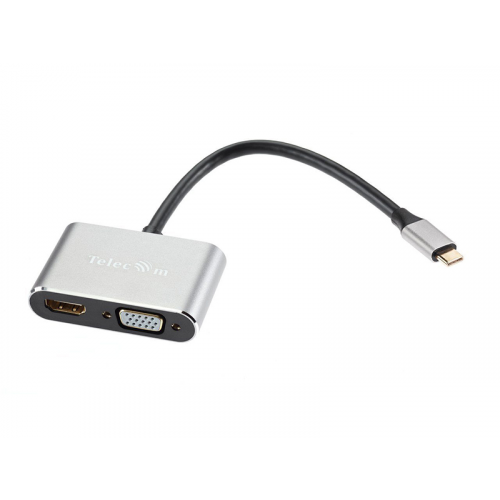 Аксессуар Telecom USB-Type-C - HDMI / USB3.0 / PD / VGA Alum Grey TUC055