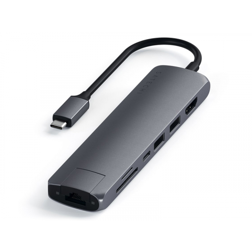 Хаб USB Satechi Type-C Slim Multiport Ethernet Adapter Space Grey ST-UCSMA3M