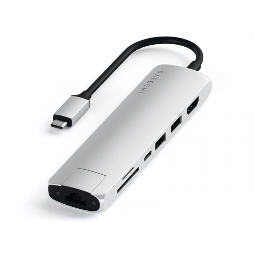 Хаб USB Satechi Type-C Slim Multiport Ethernet Adapter Silver ST-UCSMA3S