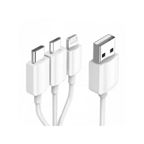 Аксессуар KS-is KS-478W-0.2 3-in-1 USB - Type-C / MicroUSB / Lightning 20cm White