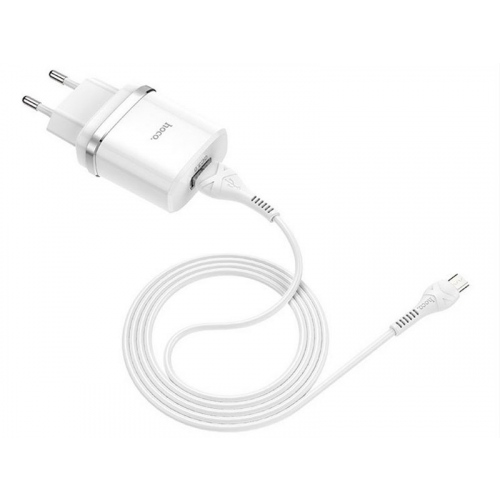 Зарядное устройство Hoco C12Q Smart 1xUSB 3A 18W QC3.0 / QC2.0 + кабель MicroUSB White