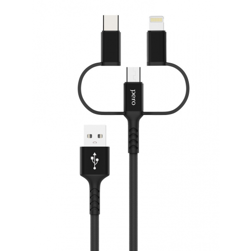 Аксессуар Pero DC-06 Universal USB - Lightning/microUSB/USB Type-C 2A 2m Black PRDC-06U2MB