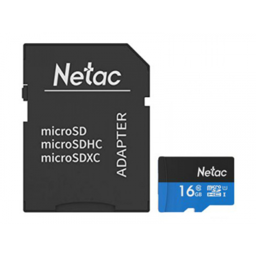 Карта памяти 16Gb - Netac microSDHC P500 NT02P500STN-016G-R с переходником под SD