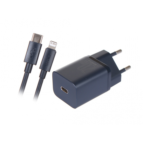 Зарядное устройство Baseus Super Si Quick Charger 1C 20W EU Sets + кабель Type-C - Lightning Blue TZCCSUP-B03