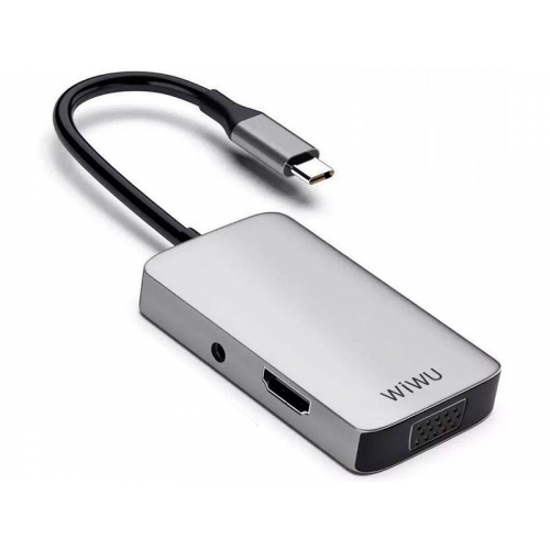 Хаб USB Wiwu Alpha 513HVP Type-C - USB 3.0 / HDMI / VGA / AUX 3.5 Grey 6973218930220
