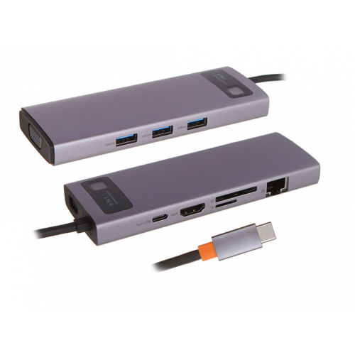 Хаб Baseus Metal Gleam Series 9-in-1 Multifunctional Type-C HUB Space Grey CAHUB-CU0G