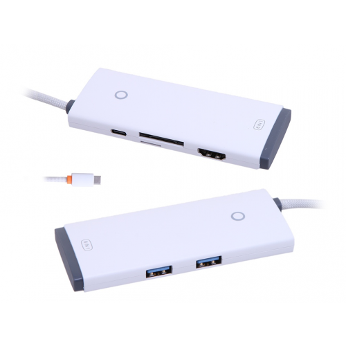 Хаб USB Baseus Lite Series 6-Port Type-C HUB Type-C - HDMI+2xUSB 3.0+PD+SD/TF White WKQX050102