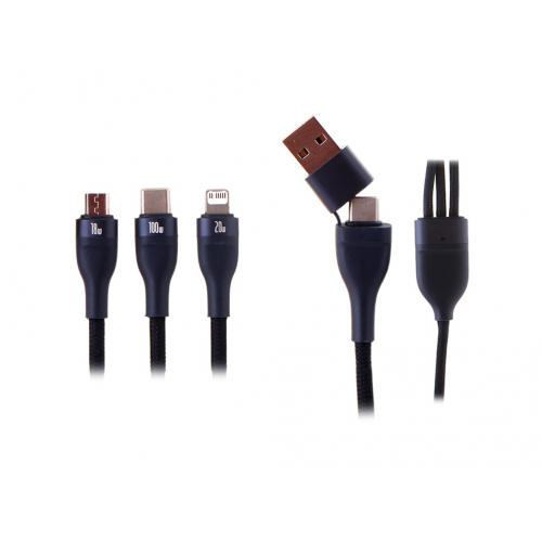 Аксессуар Baseus Flash Series II Two-for-three Charging Cable U+C to M+L+C 100W 1.2m Blue CASS030103