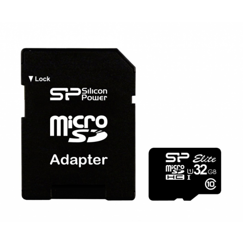 Карта памяти 32Gb - Silicon Power - Micro Secure Digital HC Class 10 UHS-I Elite с переходником под SD SP032GBSTHBU1V10SP