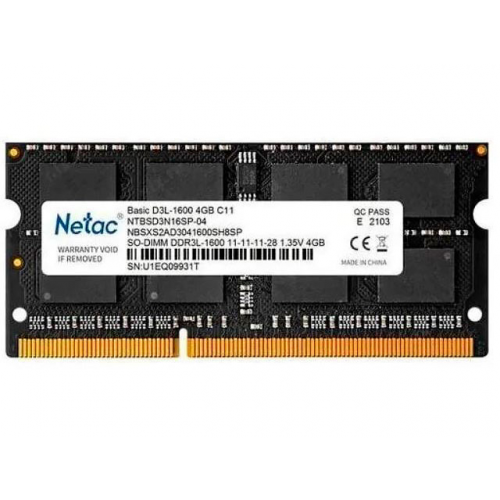 Модуль памяти Netac DDR3L SO-DIMM 1600Mhz PC12800 CL11 - 4Gb NTBSD3N16SP-04