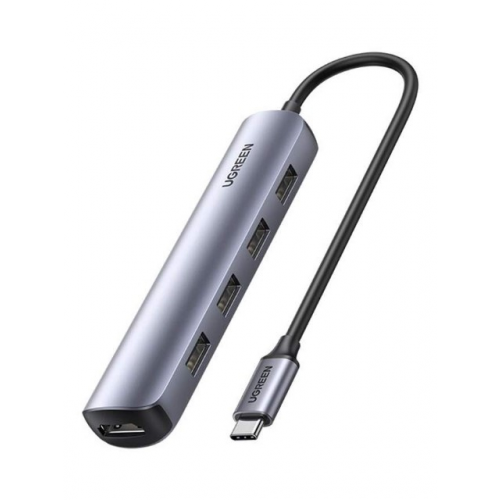 Хаб USB Ugreen CM417 USB-C to 4xUSB 3.0+HDMI Adapter Grey 20197