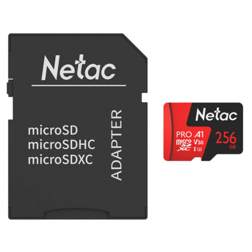 Карта памяти 256Gb - Netac microSDHC P500 Pro NT02P500PRO-256G-R с переходником под SD
