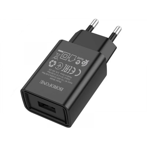 Зарядное устройство Borofone BA68A USB 2.1A Black 6974443385663