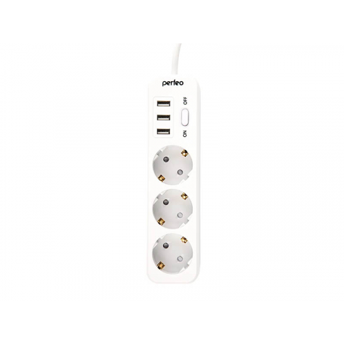 Сетевой фильтр Perfeo Power Stream 3 Sockets 3xUSB 2m White PF_C3906