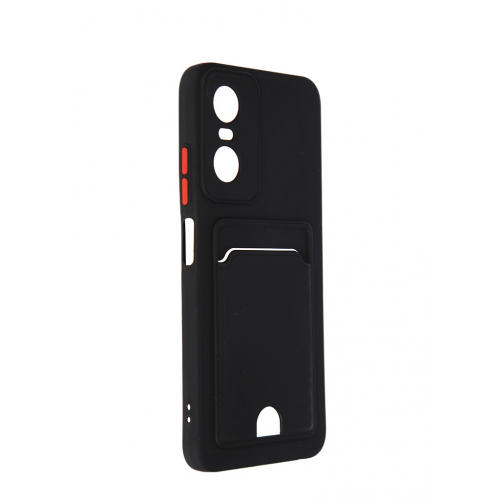 Чехол DF для Tecno Pop 6 Pro Silicone с отделением для карты Black tCardCase-02