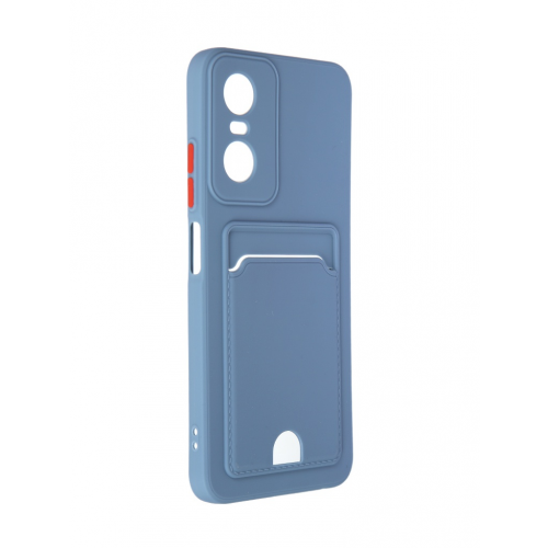 Чехол DF для Tecno Pop 6 Pro Silicone с отделением для карты Gray-Blue tCardCase-02