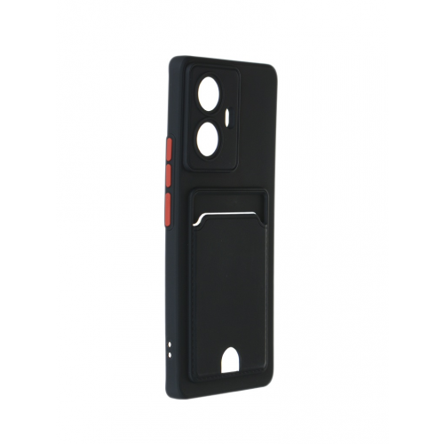 Чехол DF для Realme 10 Pro+ (5G) с отделением для карты Silicone Black rmCardCase-08