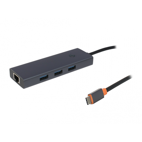 Хаб USB Baseus OS Flite Series 4-Port Type-C - 3xUSB 3.0 + RJ45 Space Grey B0005280A813-00