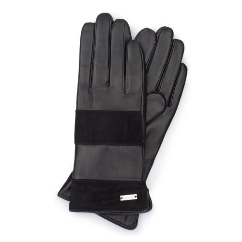 Женские кожаные перчатки с горизонтальными вставками WITTCHEN 39-6-576-1