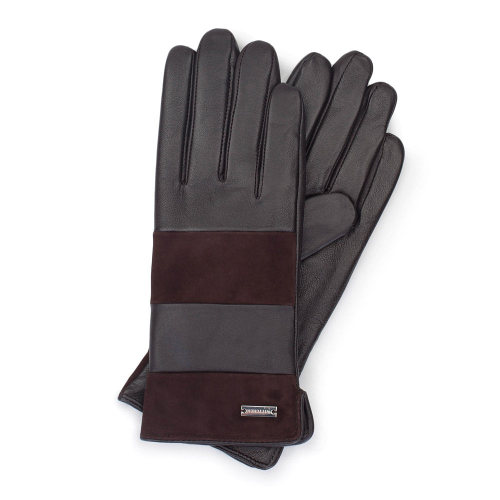 Женские кожаные перчатки с горизонтальными вставками WITTCHEN 39-6-576-BB